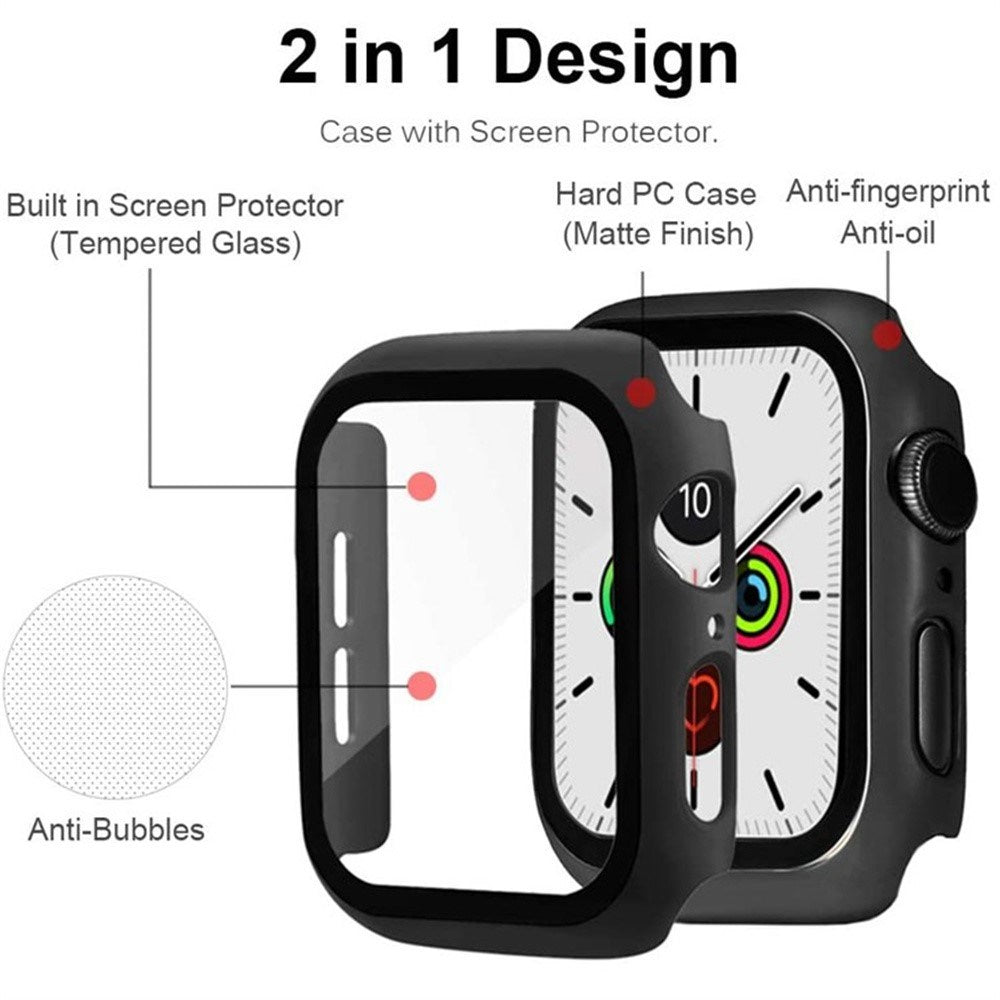 Apple Watch 11 / 10 (42mm) Hård Plast Case m. Indbygget Skærmbeskyttelse - Mørkerød