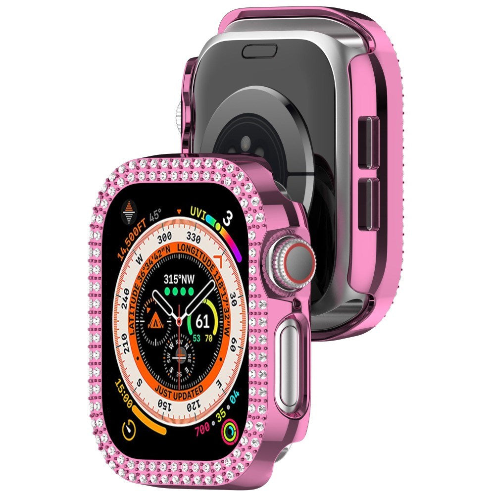 Apple Watch 11 / 10 (42mm) Hårdt Plastik Cover m. Rhinsten - Pink / Rhinsten