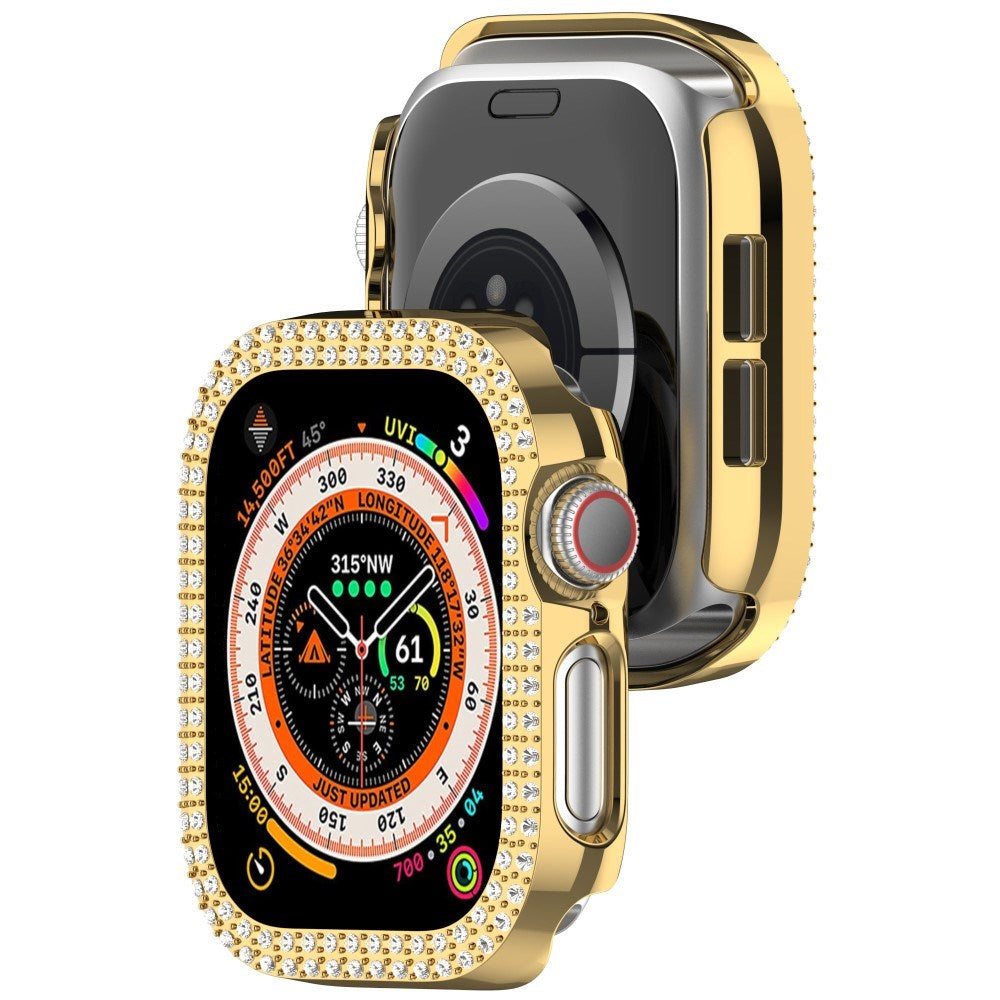 Apple Watch 11 / 10 (42mm) Hårdt Plastik Cover m. Rhinsten - Guld / Rhinsten