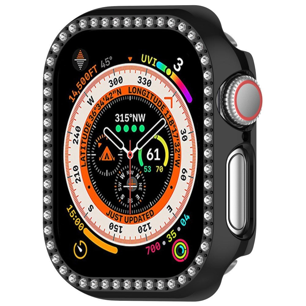 Apple Watch 11 / 10 (42mm) Hårdt Plast Cover m. Rhinsten - Sort / Rhinsten