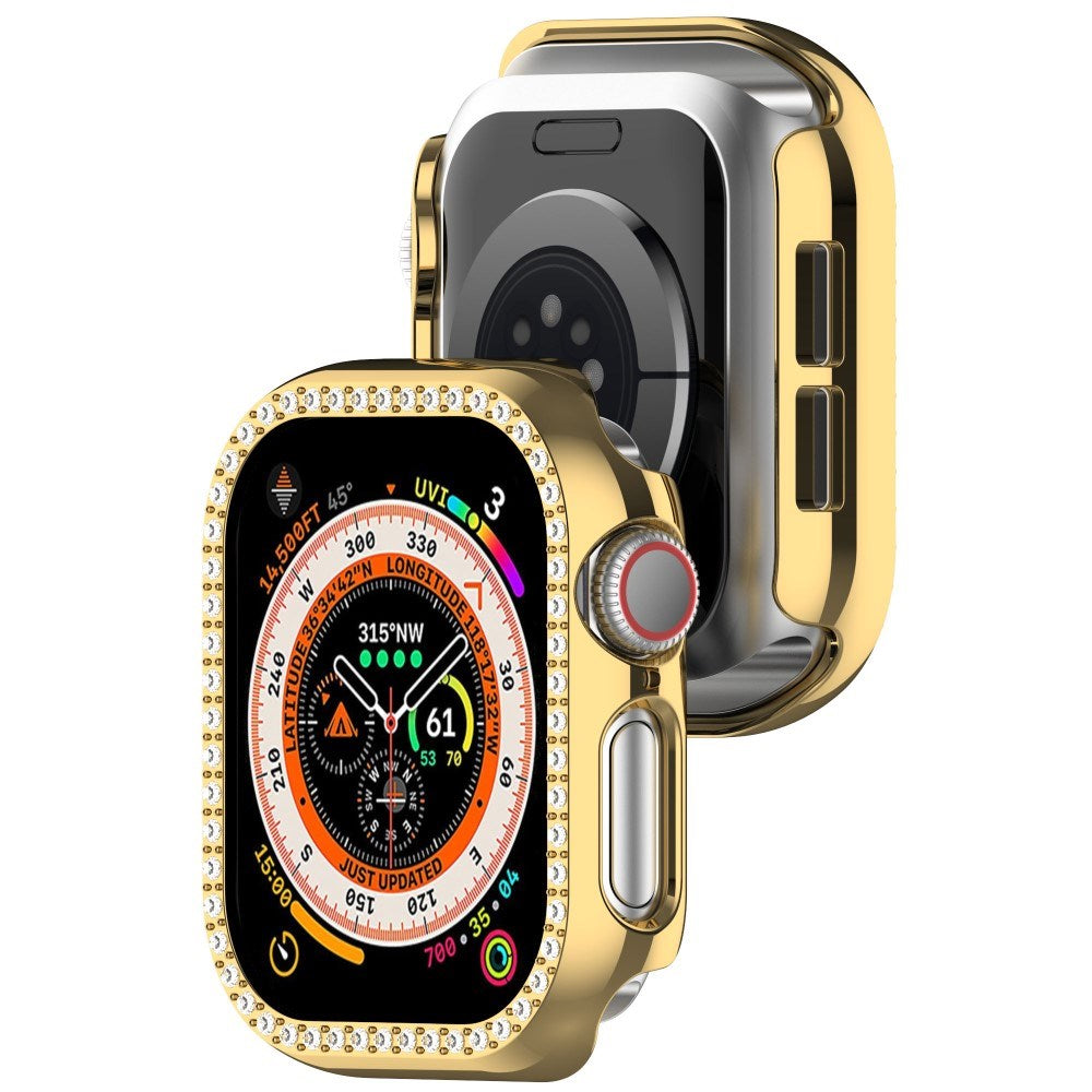 Apple Watch 11 / 10 (42mm) Hårdt Plast Cover m. Rhinsten - Guld / Rhinsten