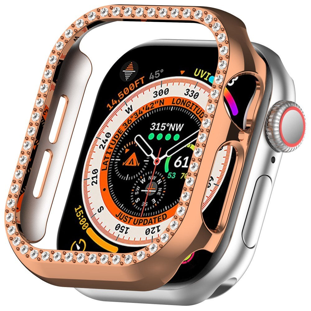 Apple Watch 11 / 10 (42mm) Hårdt Plast Cover m. Rhinsten - Rose Gold / Rhinsten