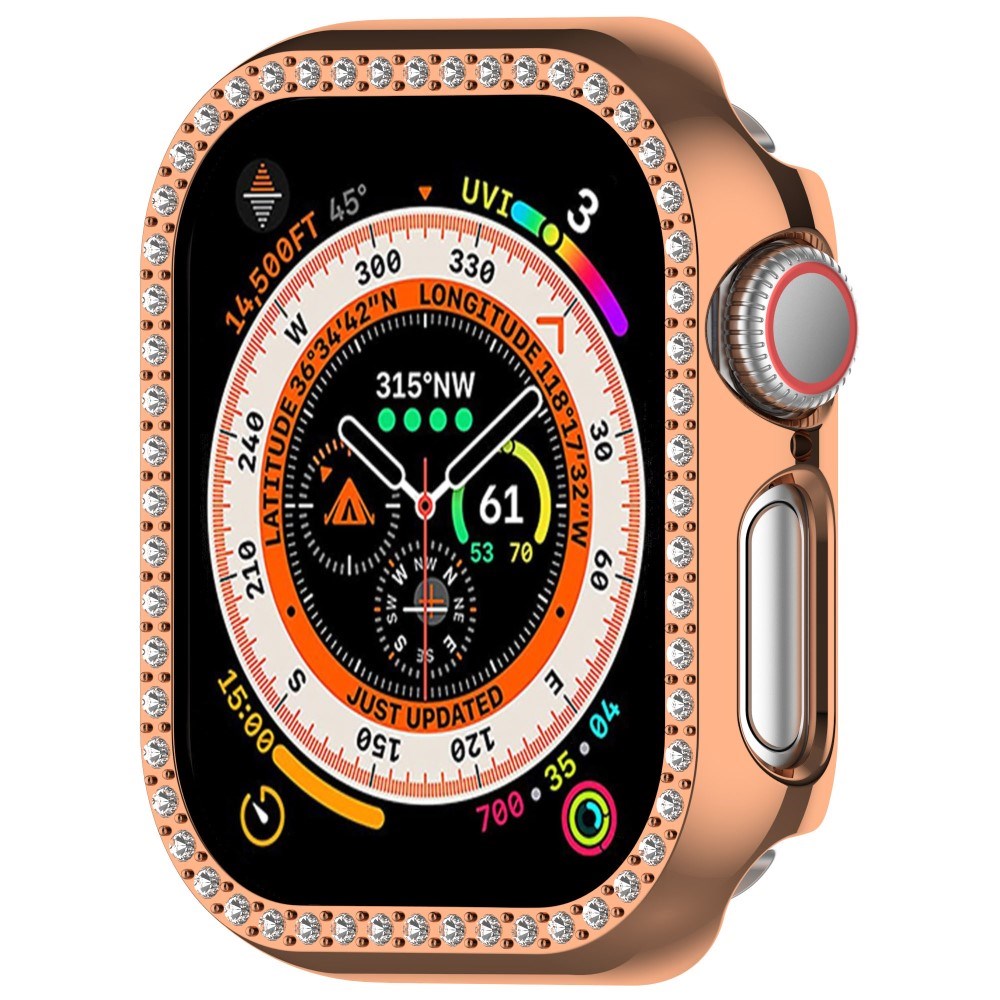 Apple Watch 11 / 10 (42mm) Hårdt Plast Cover m. Rhinsten - Rose Gold / Rhinsten