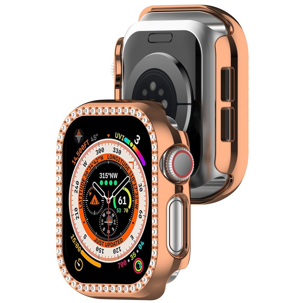 Apple Watch 11 / 10 (42mm) Hårdt Plast Cover m. Rhinsten - Rose Gold / Rhinsten