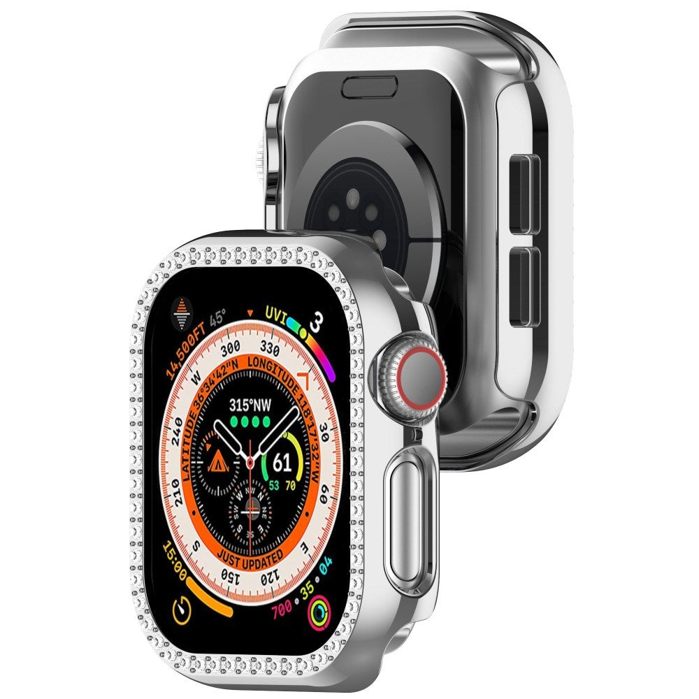 Apple Watch 11 / 10 (42mm) Hårdt Plast Cover m. Rhinsten - Sølv / Rhinsten