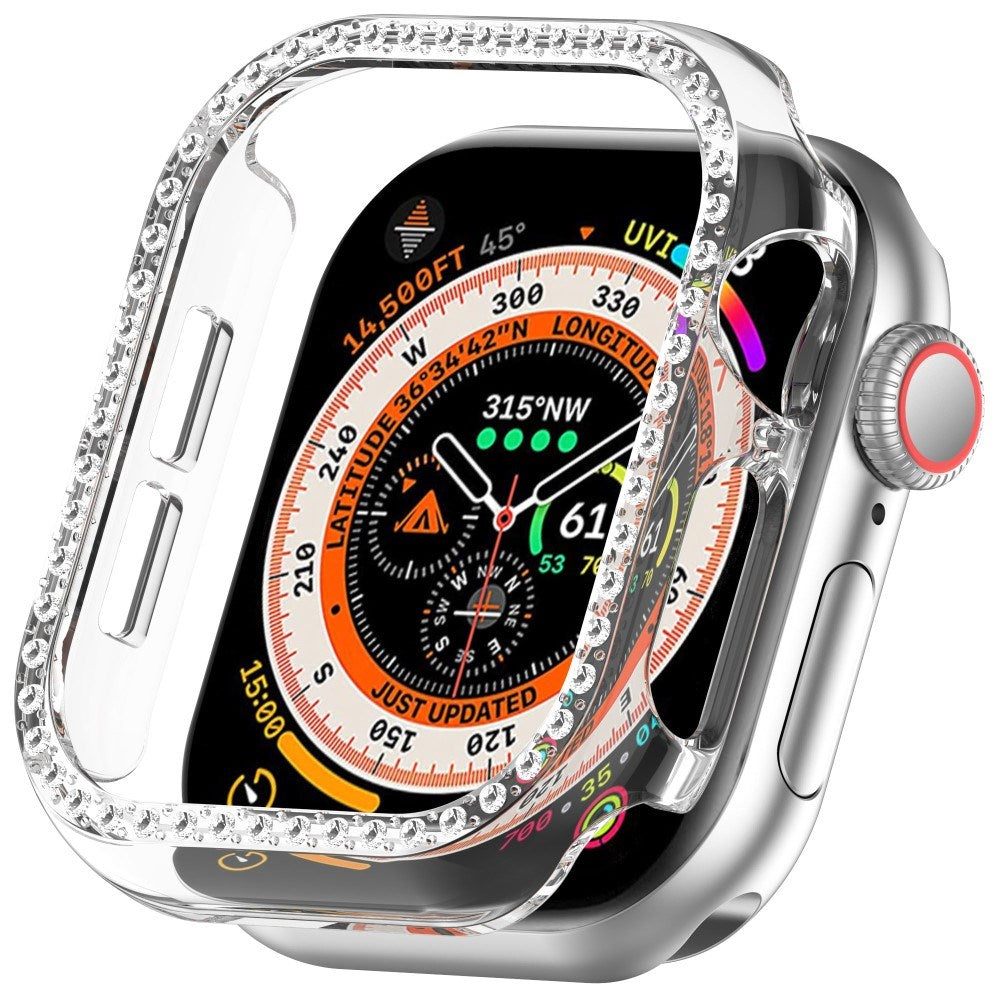 Apple Watch 11 / 10 (42mm) Hårdt Plast Cover m. Rhinsten - Gennemsigtig / Rhinsten