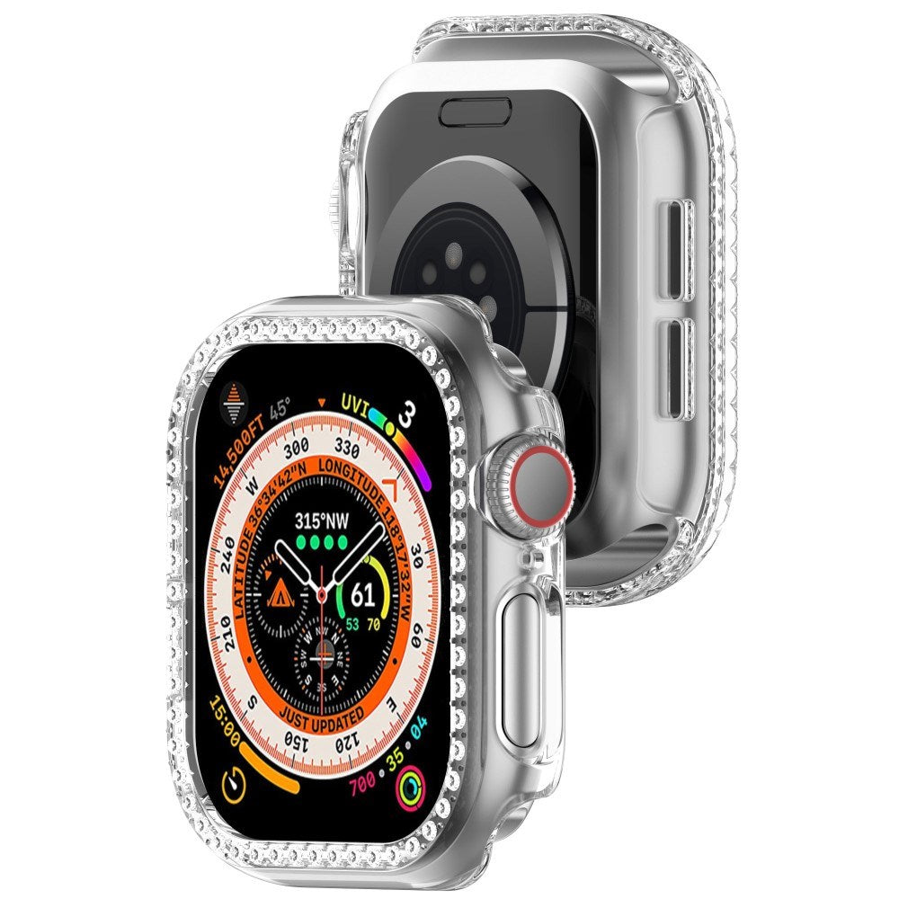 Apple Watch 11 / 10 (42mm) Hårdt Plast Cover m. Rhinsten - Gennemsigtig / Rhinsten