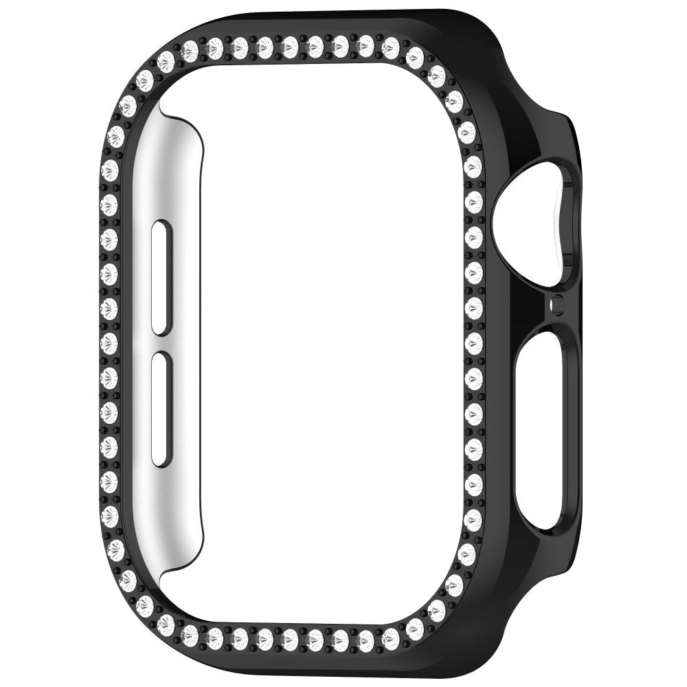 Apple Watch 11 / 10 (46mm) Hårdt Plast Cover m. Rhinsten - Sort / Rhinsten