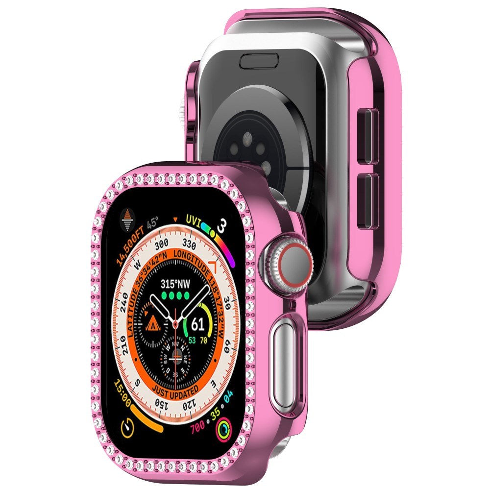 Apple Watch 11 / 10 (46mm) Hårdt Plast Cover m. Rhinsten - Pink / Rhinsten