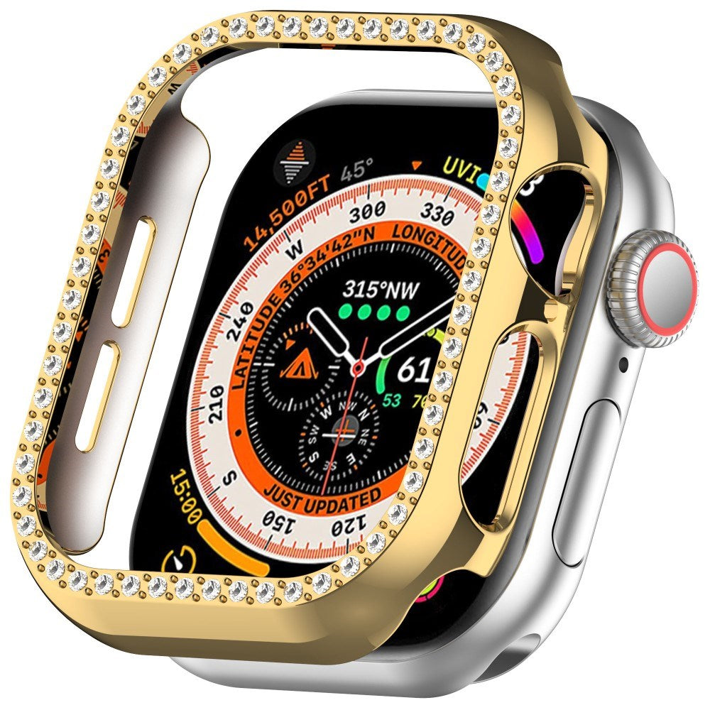 Apple Watch 11 / 10 (46mm) Hårdt Plast Cover m. Rhinsten - Guld / Rhinsten
