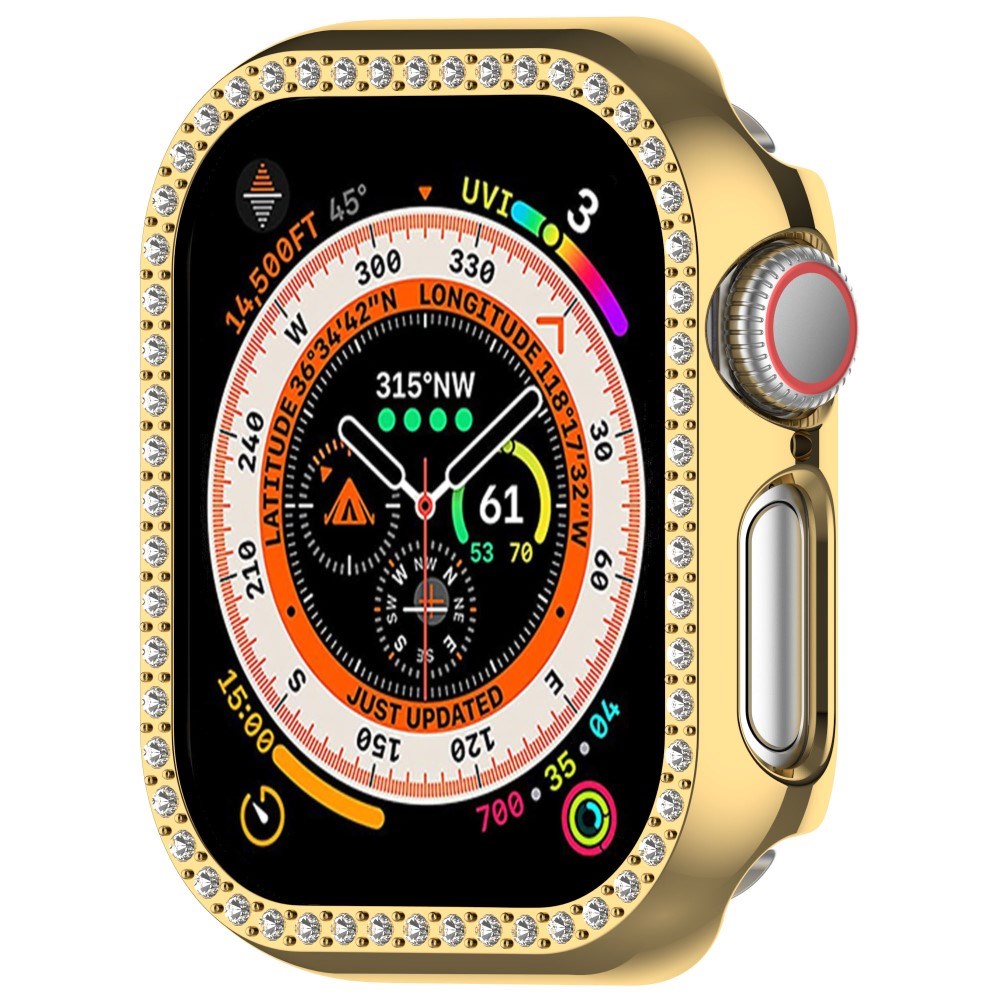 Apple Watch 11 / 10 (46mm) Hårdt Plast Cover m. Rhinsten - Guld / Rhinsten