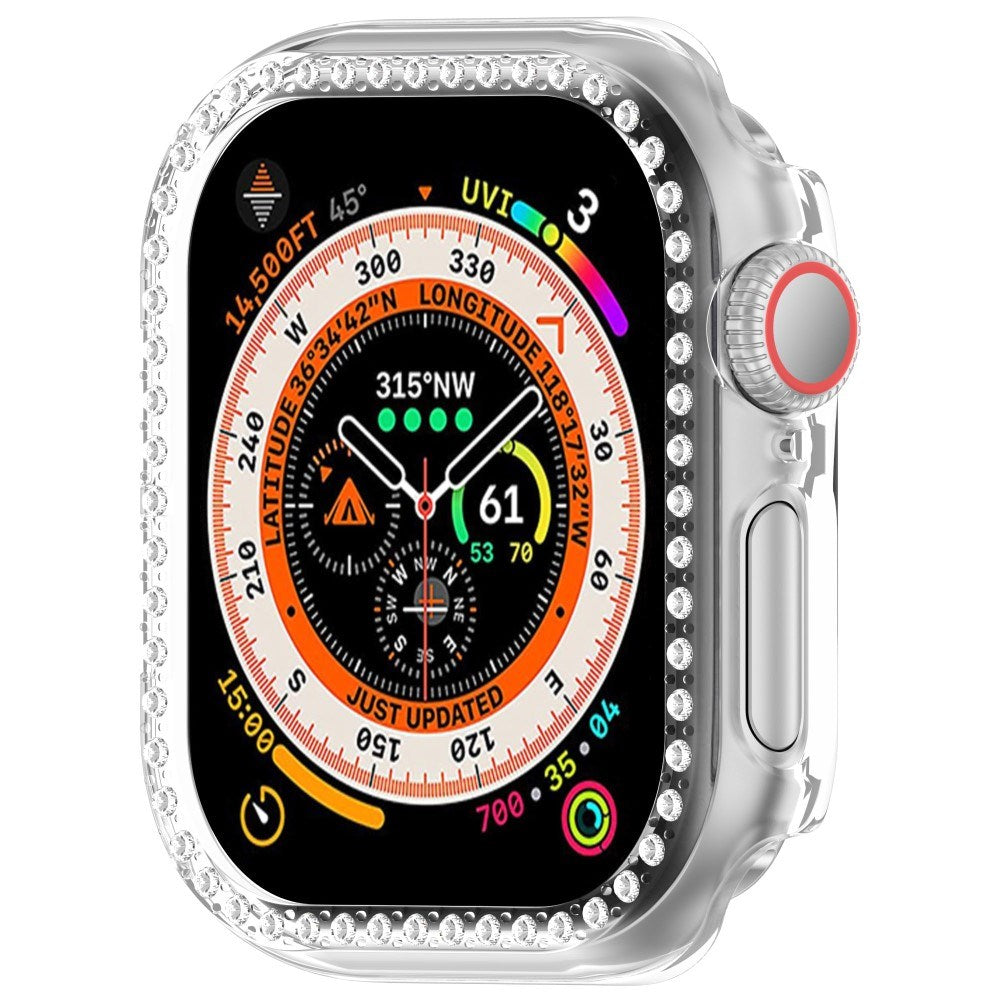 Apple Watch 11 / 10 (46mm) Hårdt Plast Cover m. Rhinsten - Gennemsigtig / Rhinsten