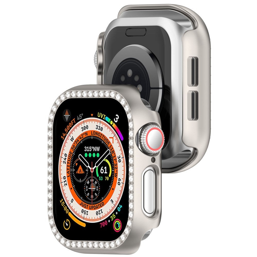 Apple Watch 11 / 10 (46mm) Hårdt Plast Cover m. Rhinsten - Grå / Rhinsten
