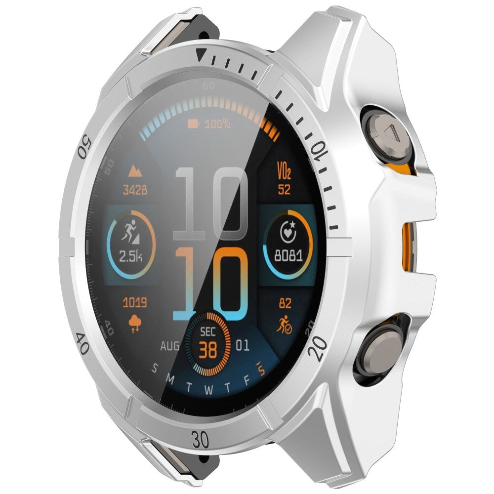 Garmin Tactix 8 AMOLED (47mm) - Hårdt Plastik Cover m. Beskyttelsesglas - Sølv / Sort