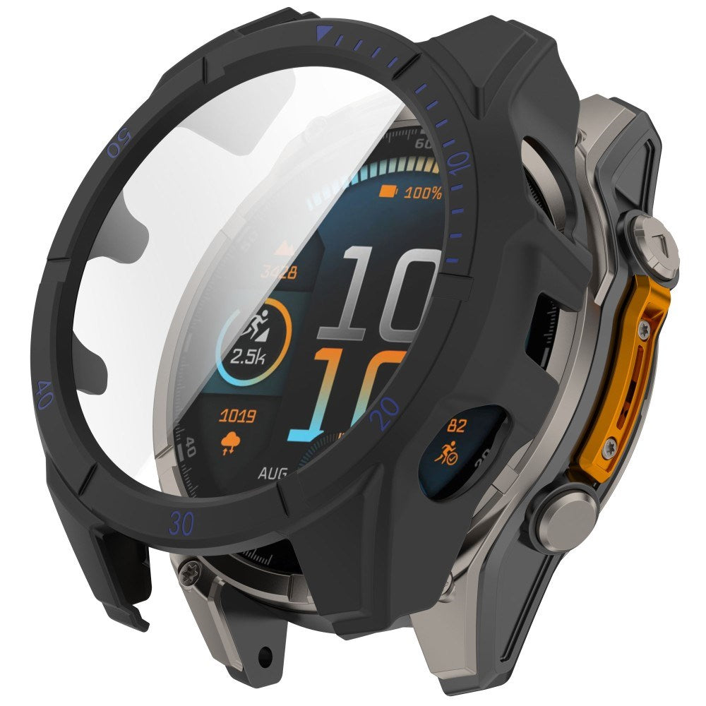 Garmin Tactix 8 AMOLED (47mm) - Hårdt Plastik Cover m. Beskyttelsesglas - Sort / Blå