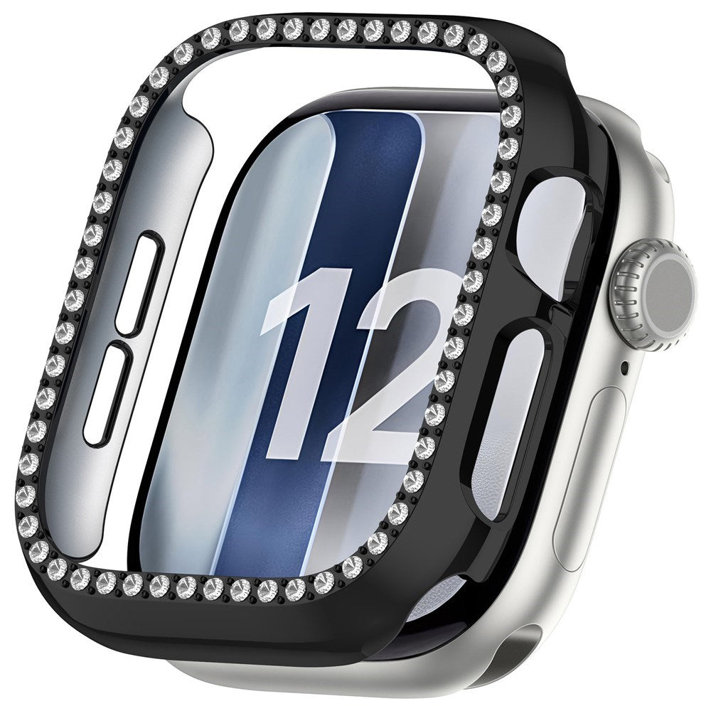 Apple Watch Series 12 (46mm) Hårdt Plast Case - Sort & Rhinsten
