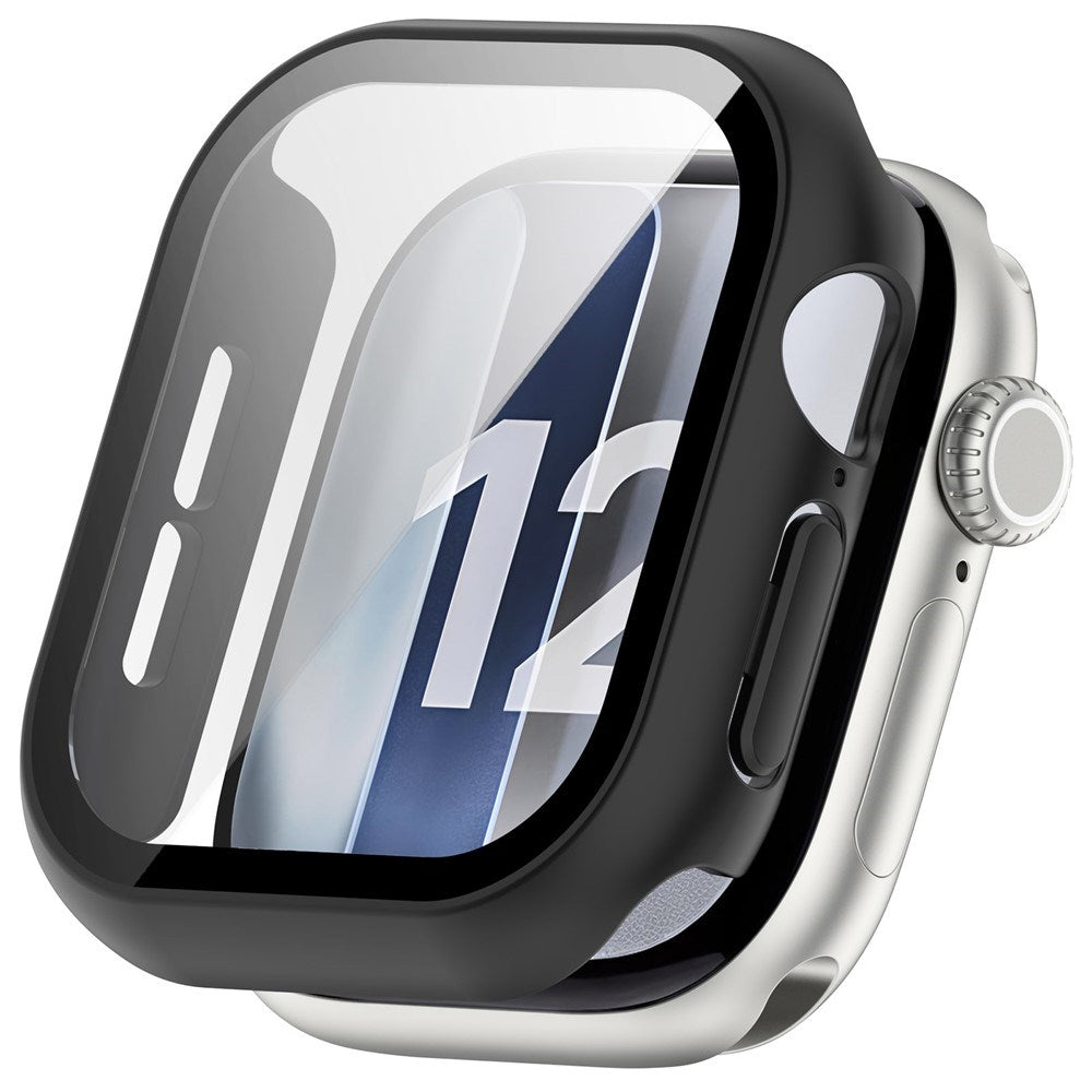 Apple Watch Series 12 (46mm) Case m. Indbygget Hærdet Glas Skærmbeskyttelse - Sort