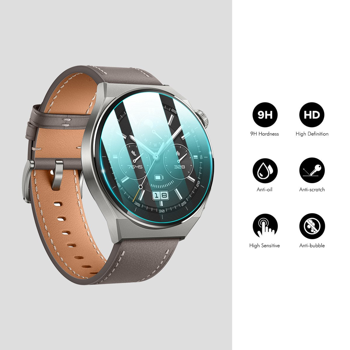 Samsung Galaxy Watch 8 (44mm) Skærmbeskyttelse - Hærdet Glas - 2 Stk. - Gennemsigtig