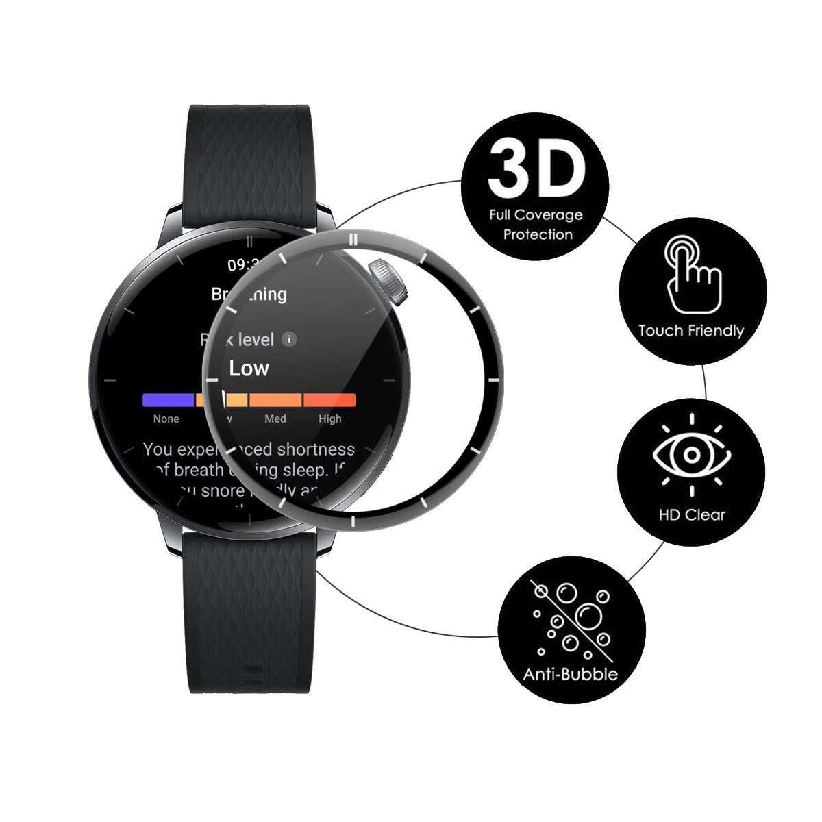 OnePlus Watch 3 (43mm) ENKAY Plastik Skærmbeskyttelse - 2 stk. - Gennemsigtig / Sort Kant