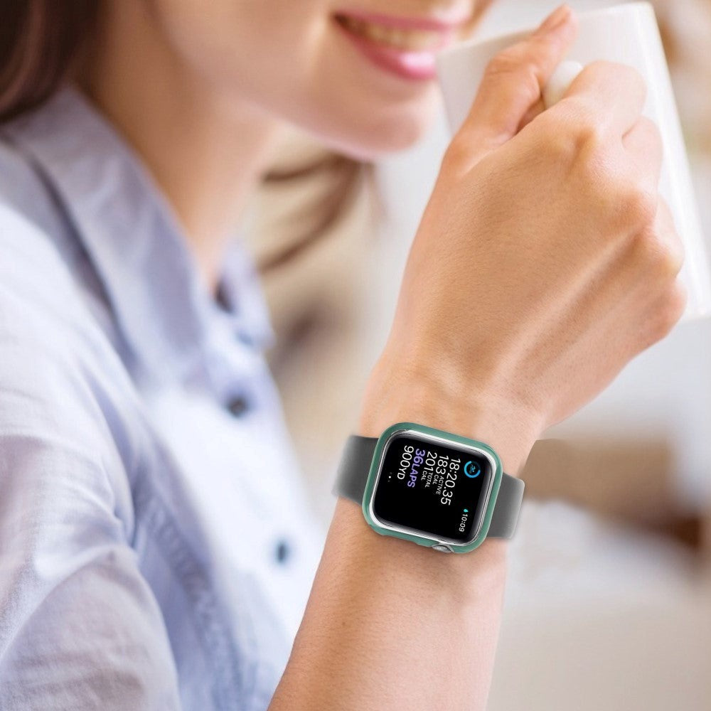 Apple Watch Ultra 4/3/2/1 (49mm) Hård Plast Case m. Indbygget Skærmbeskyttelse - Grøn / Sølv