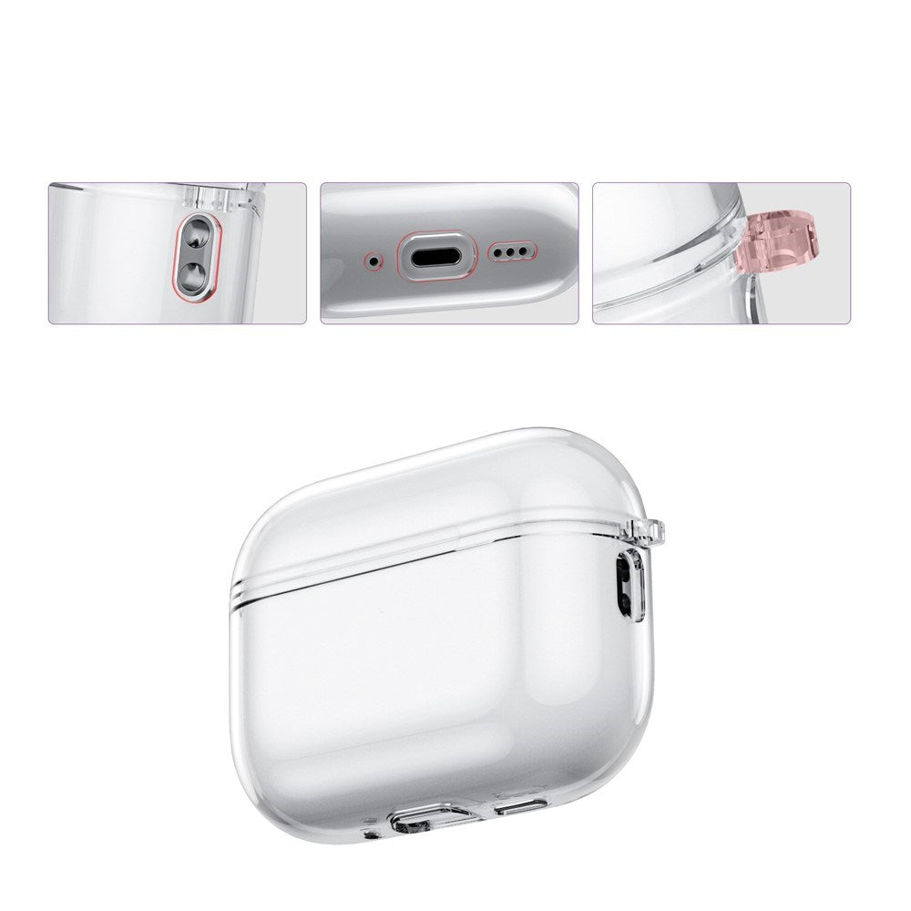 Apple AirPods Pro (3. gen.) Transparent Plast Cover - Gennemsigtig / Rød