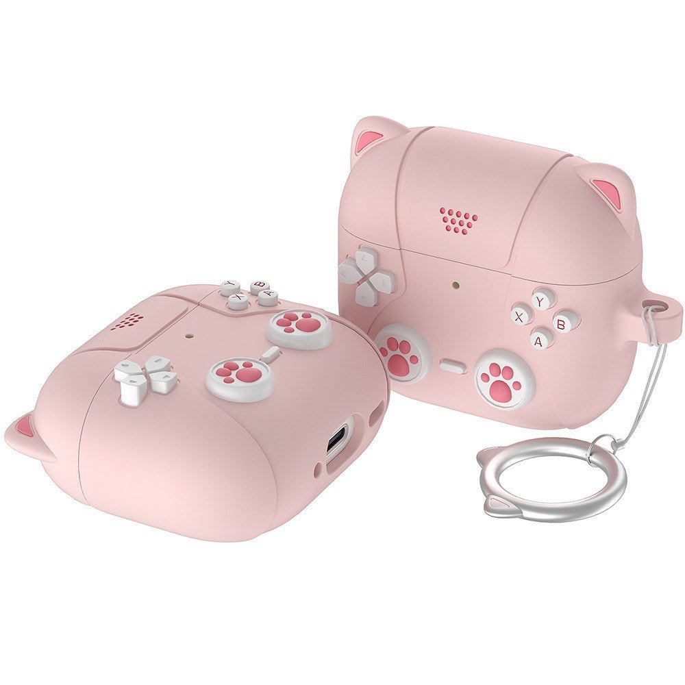 Apple AirPods Pro (3. Gen.) Silikone Katte Cover m. Nøglering - Lyserød