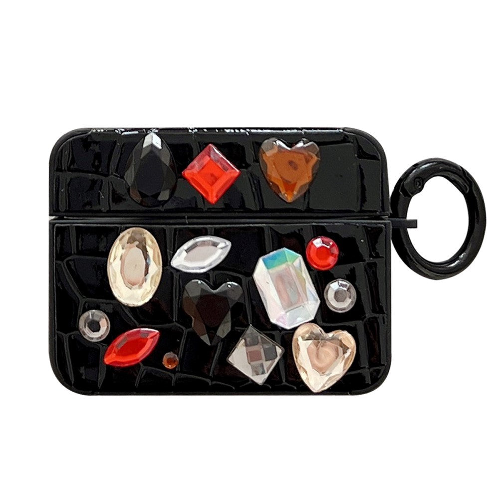 Apple AirPods Pro (1 gen.) Fleksibel Plastik Cover m. Perle Udsmykning - Sort