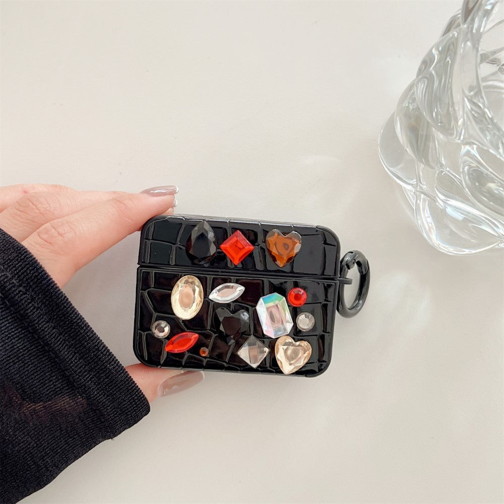 Apple AirPods Pro (1 gen.) Fleksibel Plastik Cover m. Perle Udsmykning - Sort