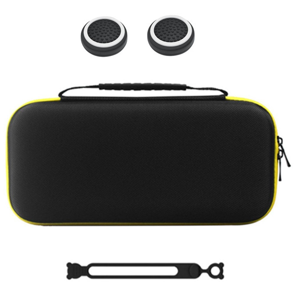 Nintendo Switch 2 Opbevaringstaske - Silikone Kabelbinder & Joystick Grip Caps - Sort / Gul
