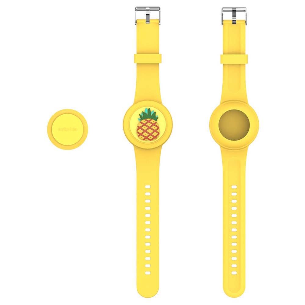 Apple AirTag 1. & 2. Gen. Justerbar Rem i Silikone - 3D Design - Gul / Ananas