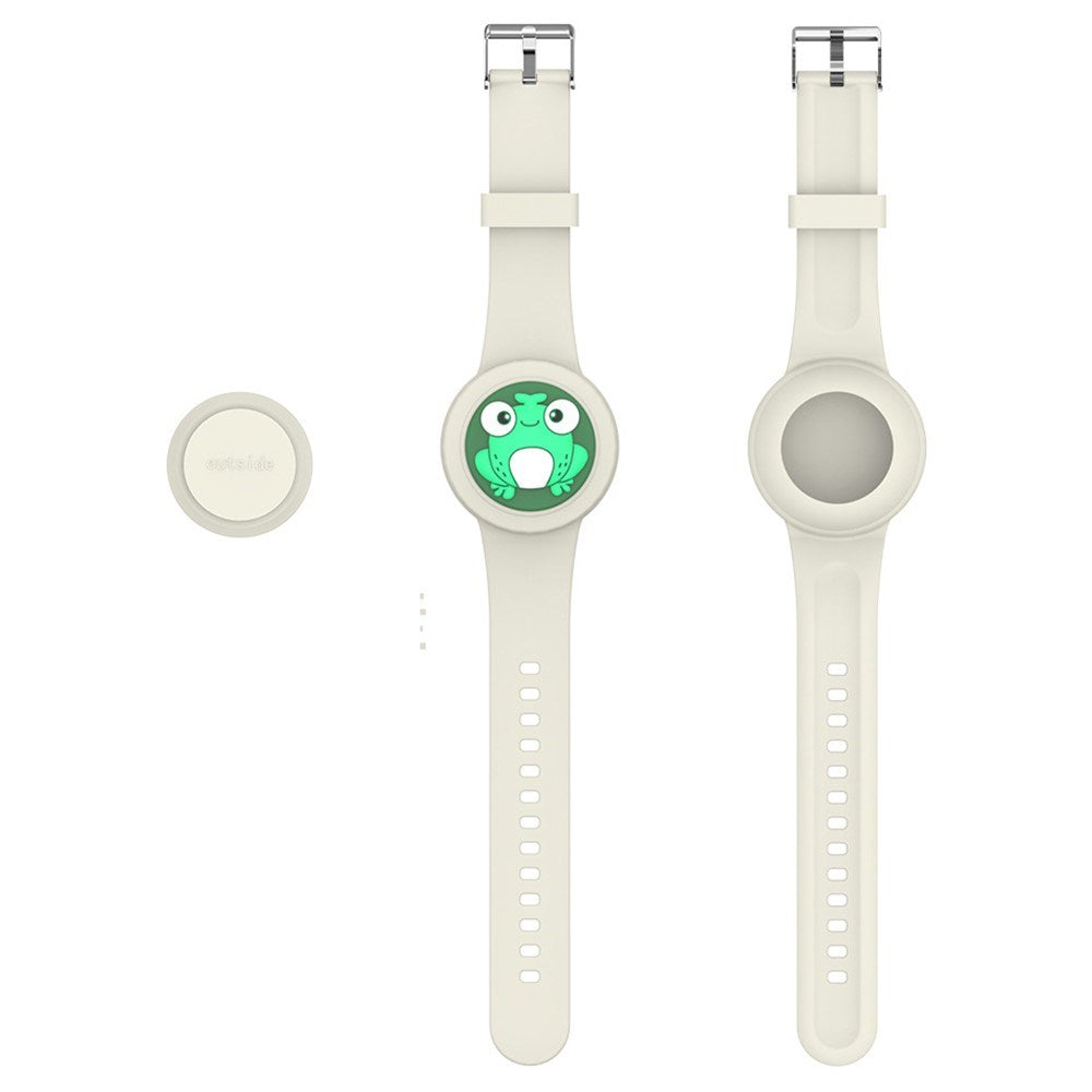 Apple AirTag 1. & 2. Gen. Justerbar Rem i Silikone - 3D Design - Beige / Frø