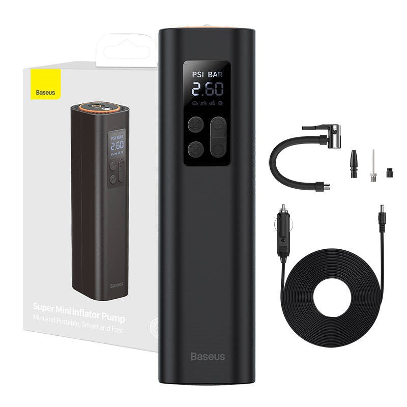 Baseus Mini Kompressor Til Bil - Sort