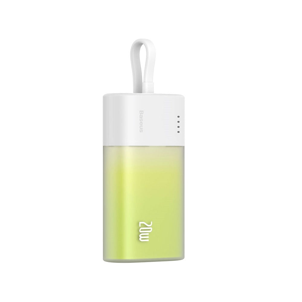 Baseus Popsicle Powerbank - 5200mAh - 20W - Integreret Lightning Kabel - Hvid / Grøn