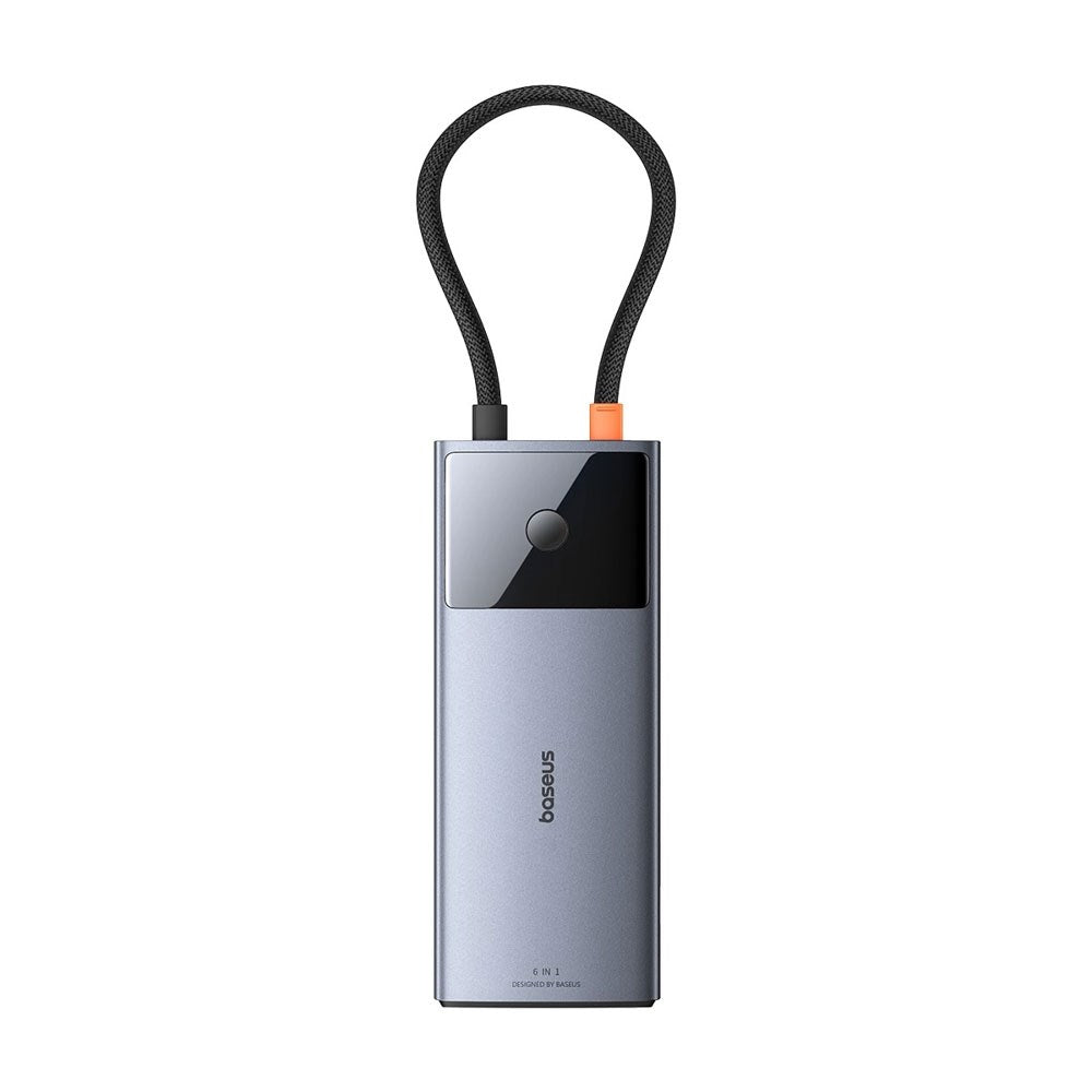 Baseus USB-C 6-i-1 Multiport Hub m. 2 x USB-C 2 x USB-A 1 x HDMI 1 x RJ45 - Grå