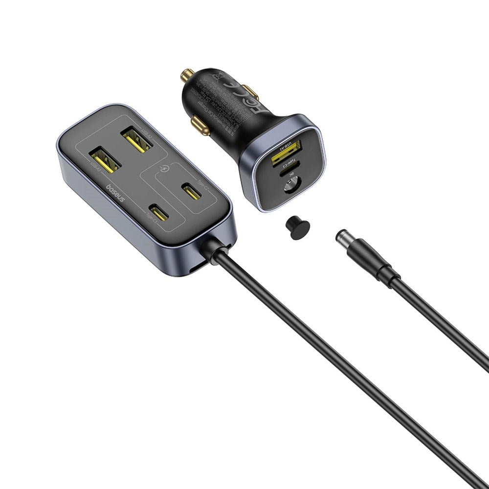 Baseus Multifunktionel Biloplader - 110W - 3 x USB-A - 3 x USB-C - 1.5m - Sort