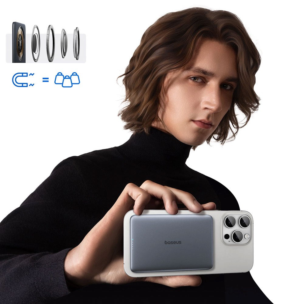 Baseus PicoGo Powerbank 5000mAh - 20W - USB-C Kabel - MagSafe Kompatibel - Grå