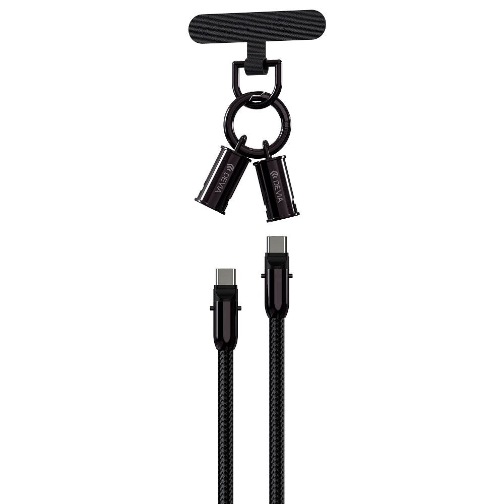 2-i-1 Mobilstrop & USB-C til USB-C Kabel - Devia - Sort