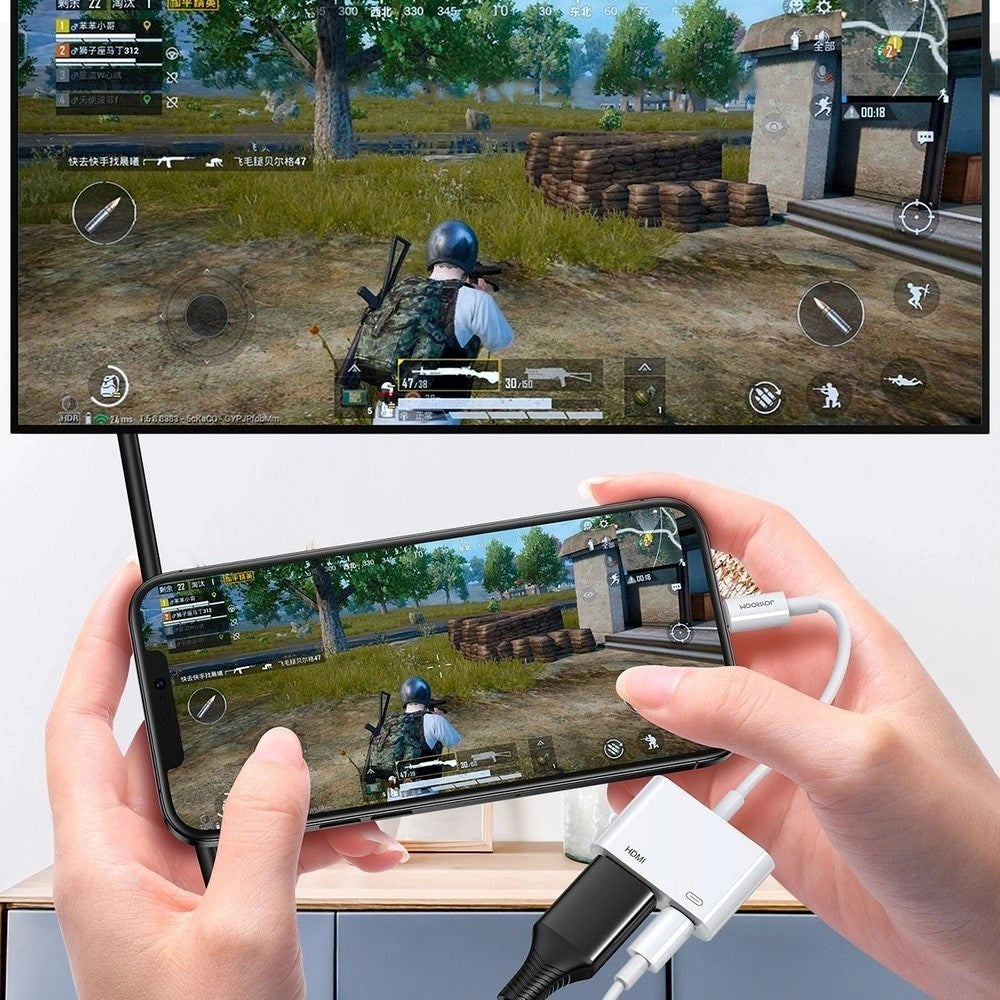 Joyroom HDMI-Adapter m. Lightning (Han) / Lightning (Hun) - Hvid