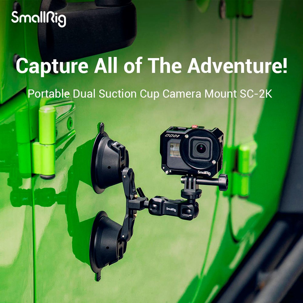 SmallRig 3566 Universal Actionkamera Holder m. Dual Sugekopper - Sort