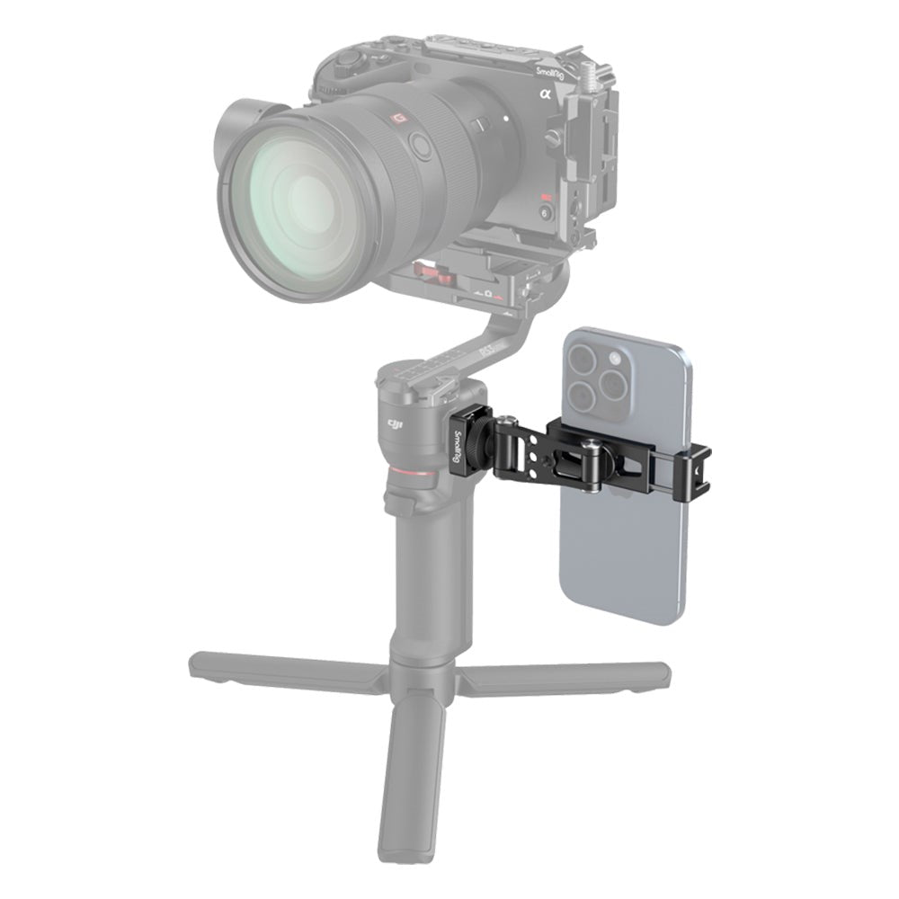 SmallRig 4301 Roterbar Mobilholder m. Cold Shoe Mount - Kompatibel m. DJI Gimbals (57-88mm) - Sort