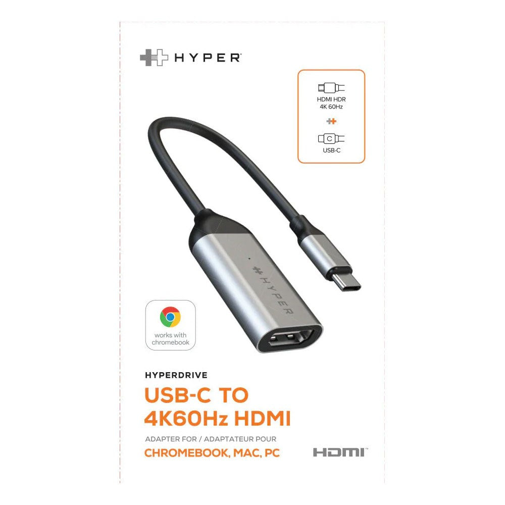 Hyper HyperDrive USB-C til 4K 60Hz HDMI Adapter - Sort / Grå