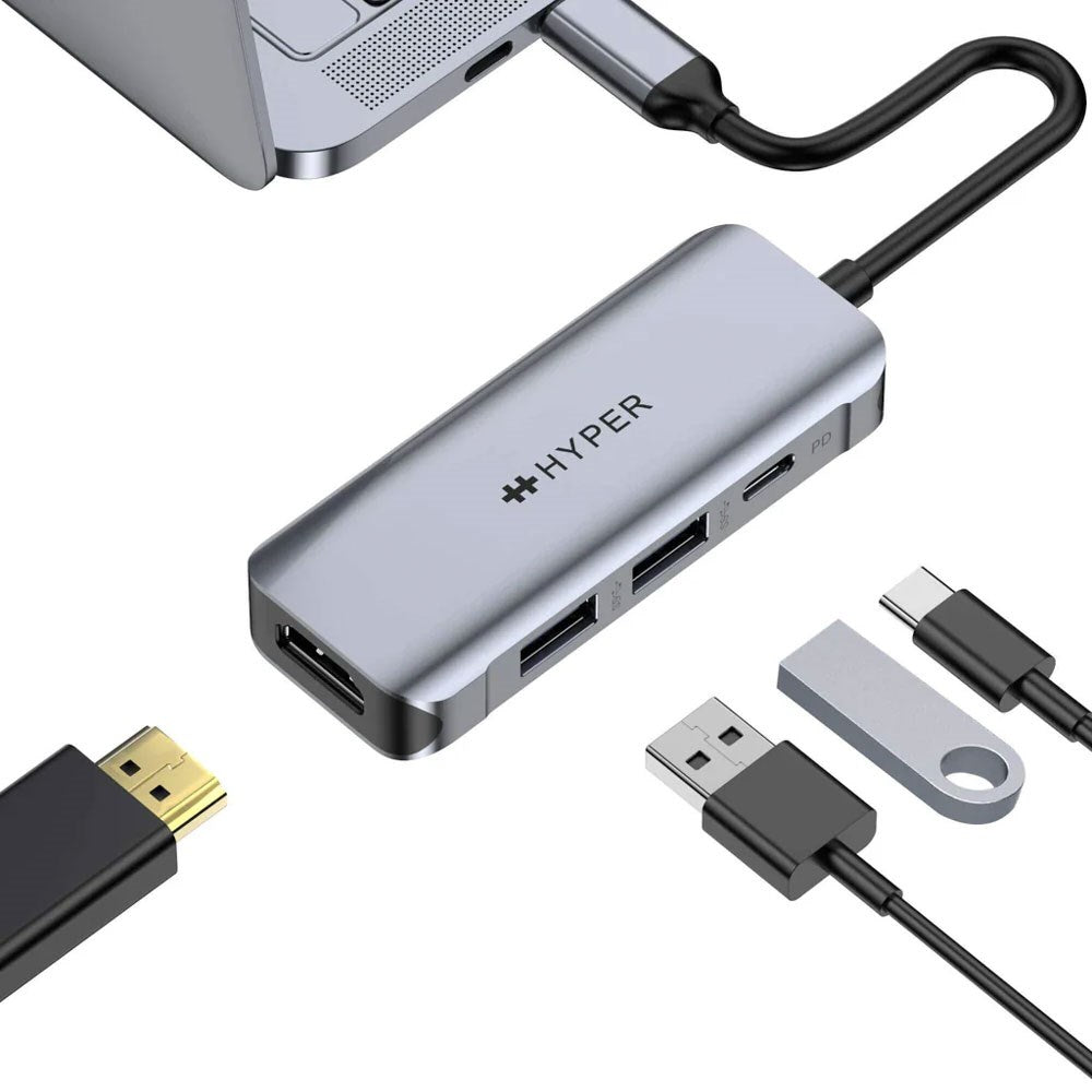 Hyper HyperDrive 4-i-1 USB-C Hub - 100W - Grå