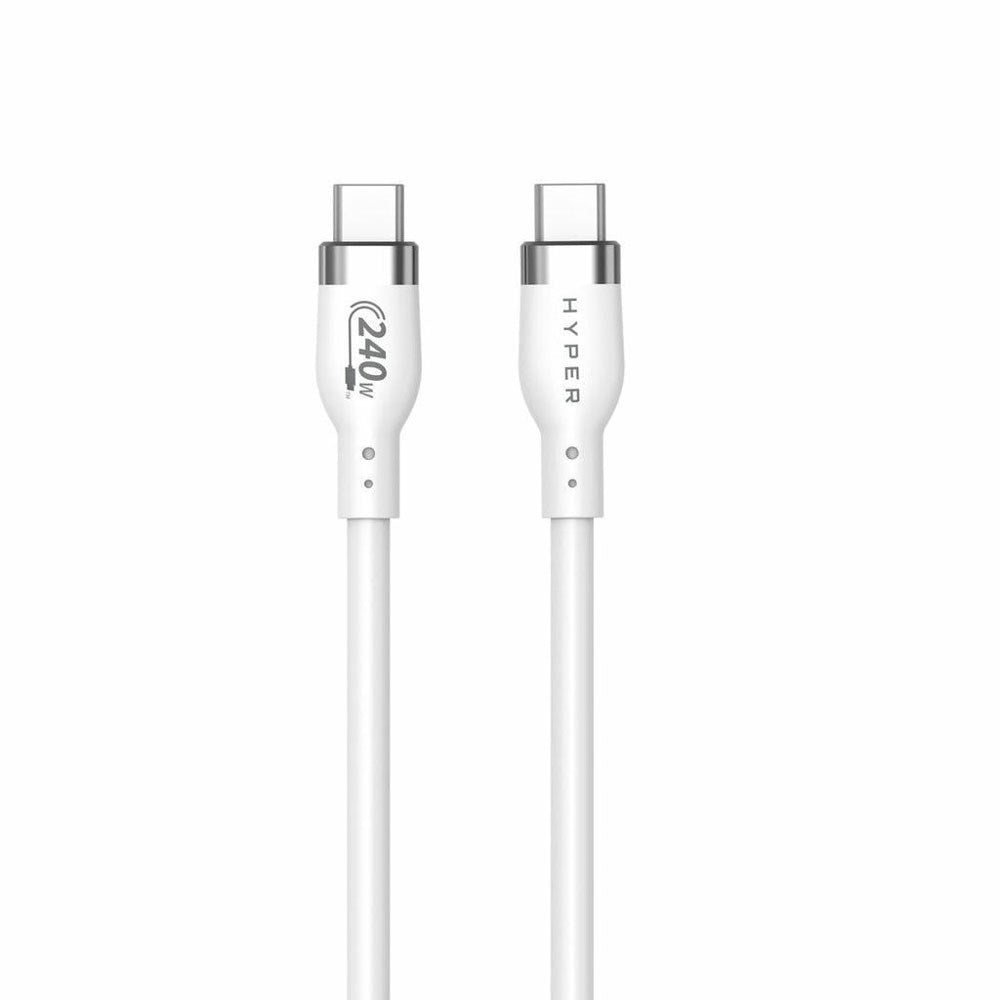 Hyper Silikone USB-C til USB-C Kabel - 2m / 240W - Hvid