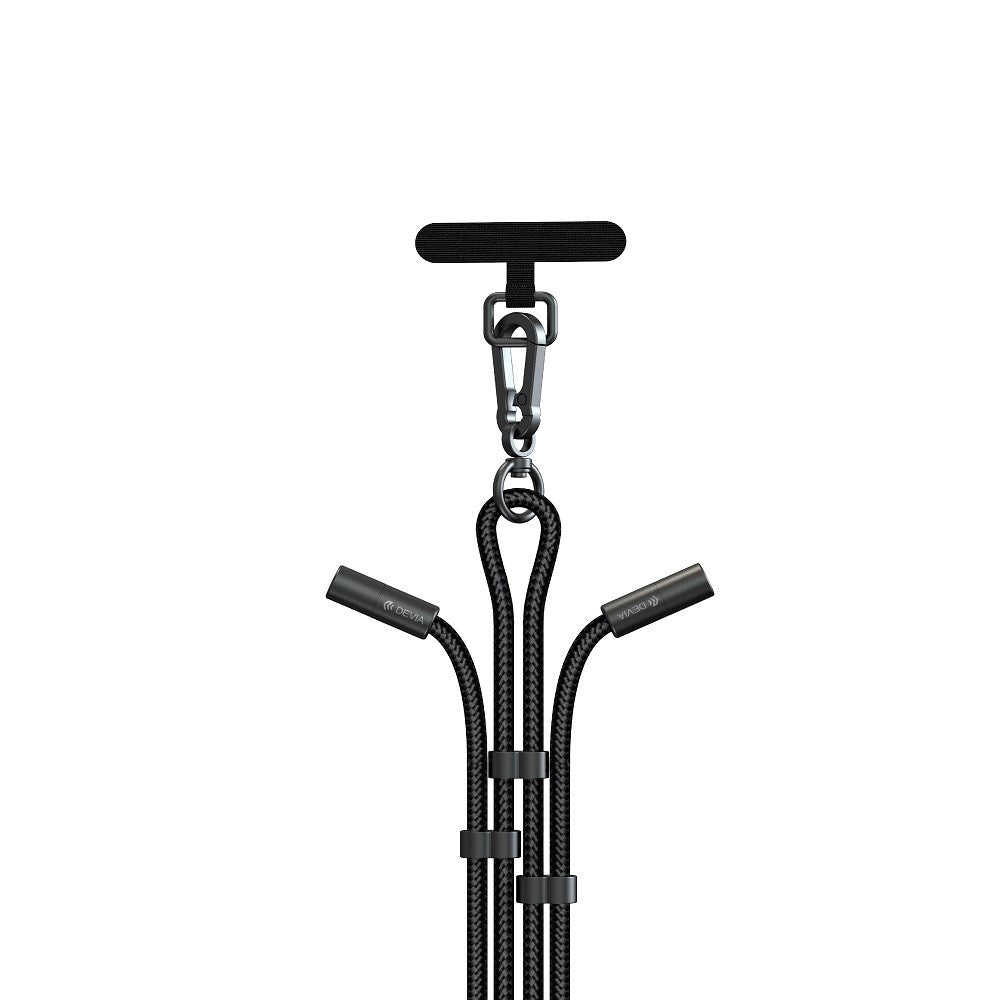 2-i-1 Justerbar Mobilstrop & USB-C til USB-C Kabel - Devia - Sort