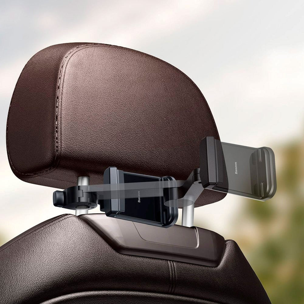 Baseus Mobilholder til Bilens Nakkestøtte m. 15W Trådløs Opladning - Mobil Max: 65 - 90mm - Sort