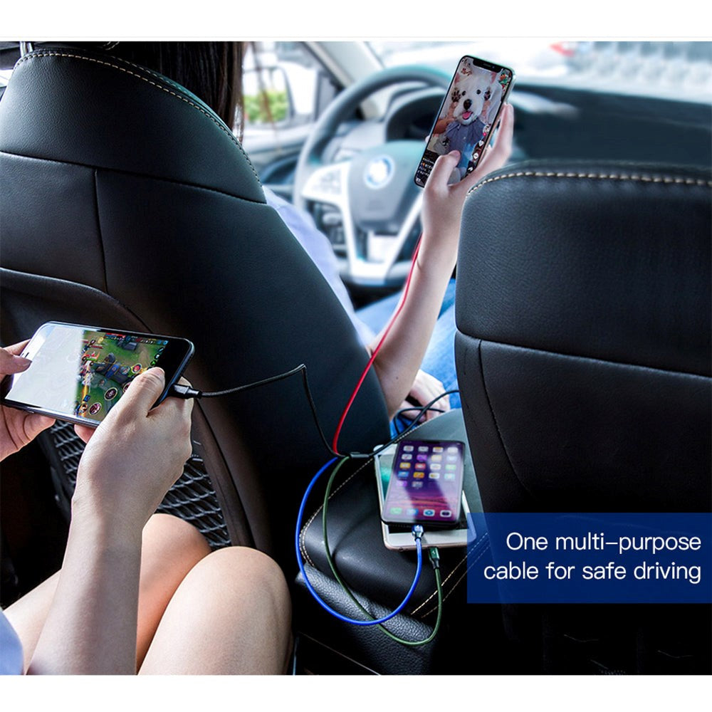 Baseus Rapid Series 4-i-1 Lightning (2 stk) / USB-C / Micro USB 3.5A Kabel 1.2m.