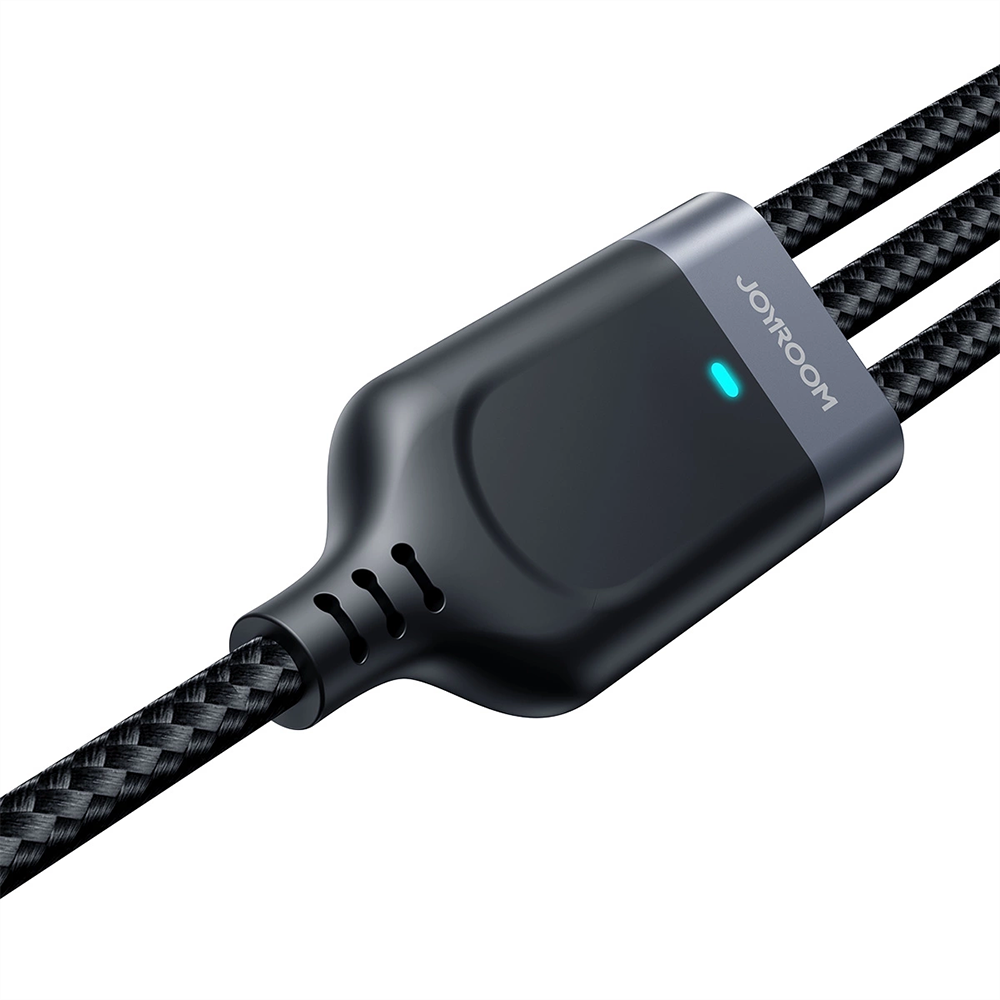 Joyroom 3-i-1 Nylon USB-C / Lightning / Micro USB Kabel - 30cm - Sort