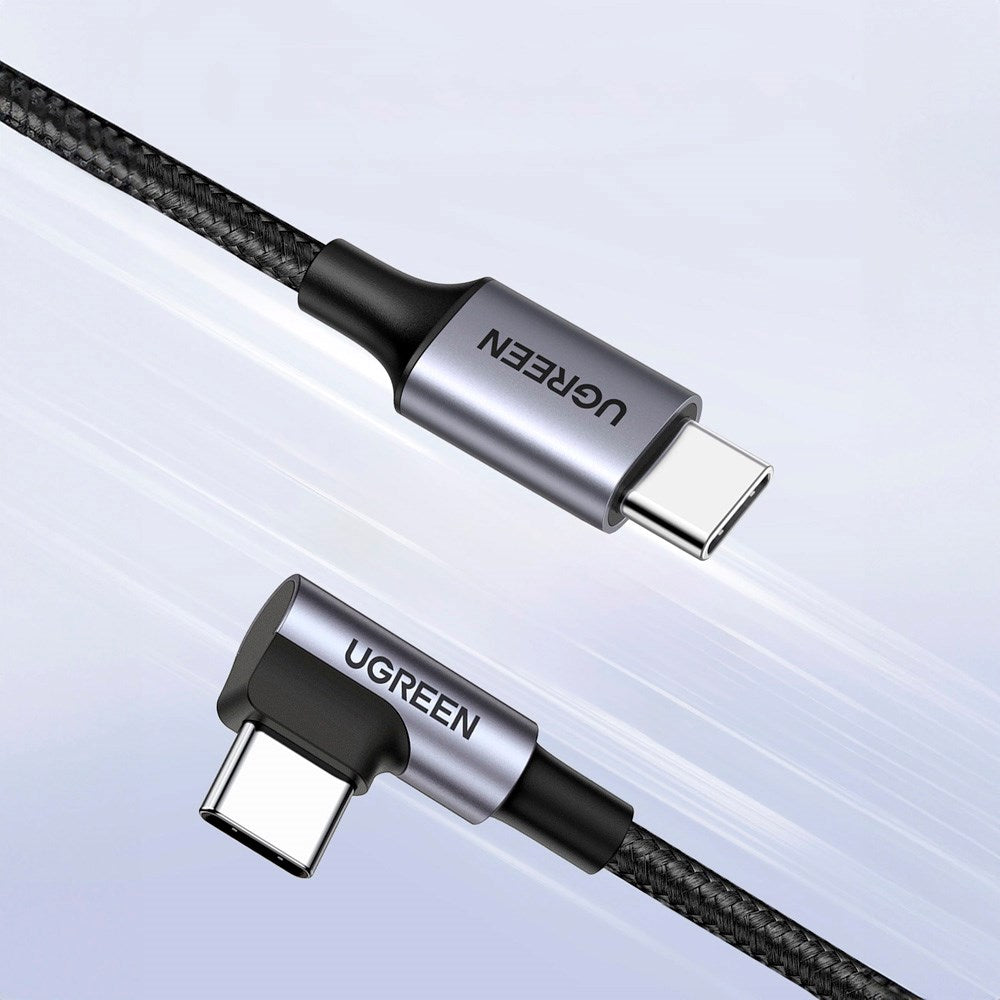Vinklet USB-C til USB-C Kabel - Ugreen US255 - 0.5m - Sort