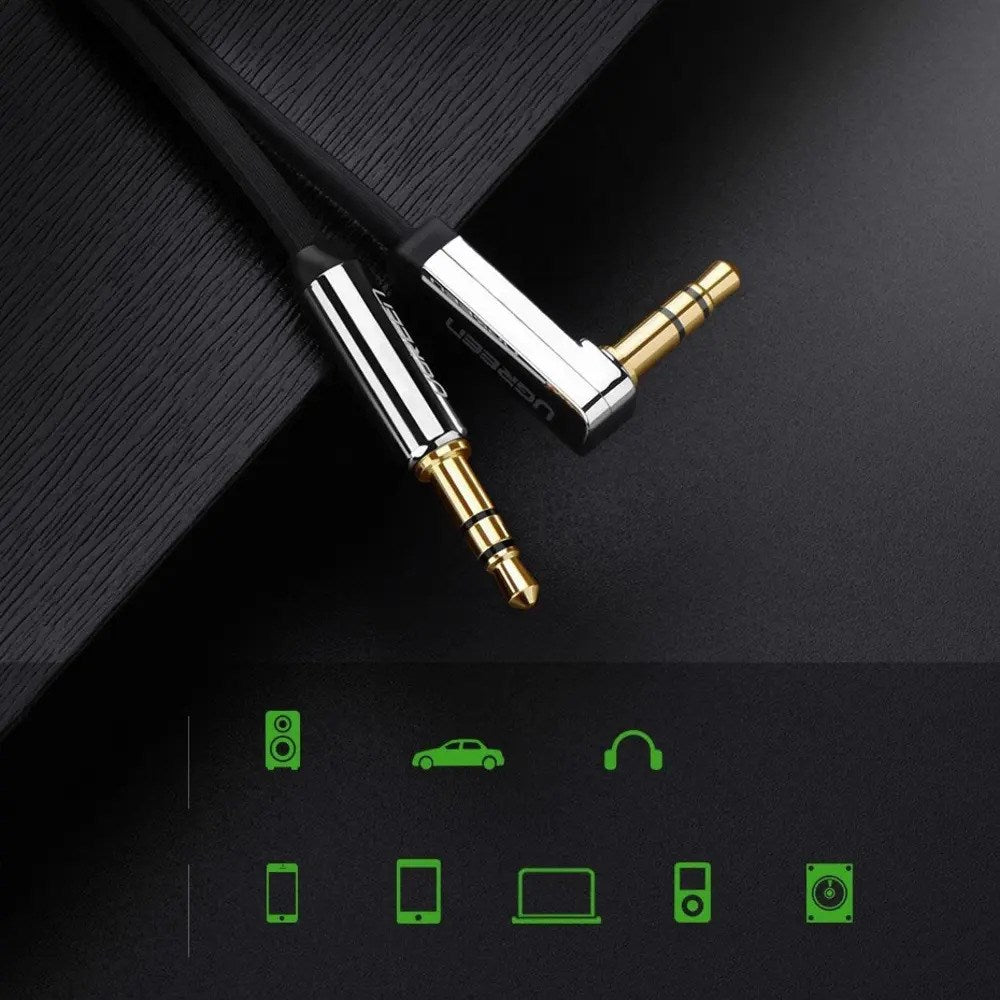 UGREEN Vinklet 3.5mm Minijack Lydkabel - 2m - Sølv