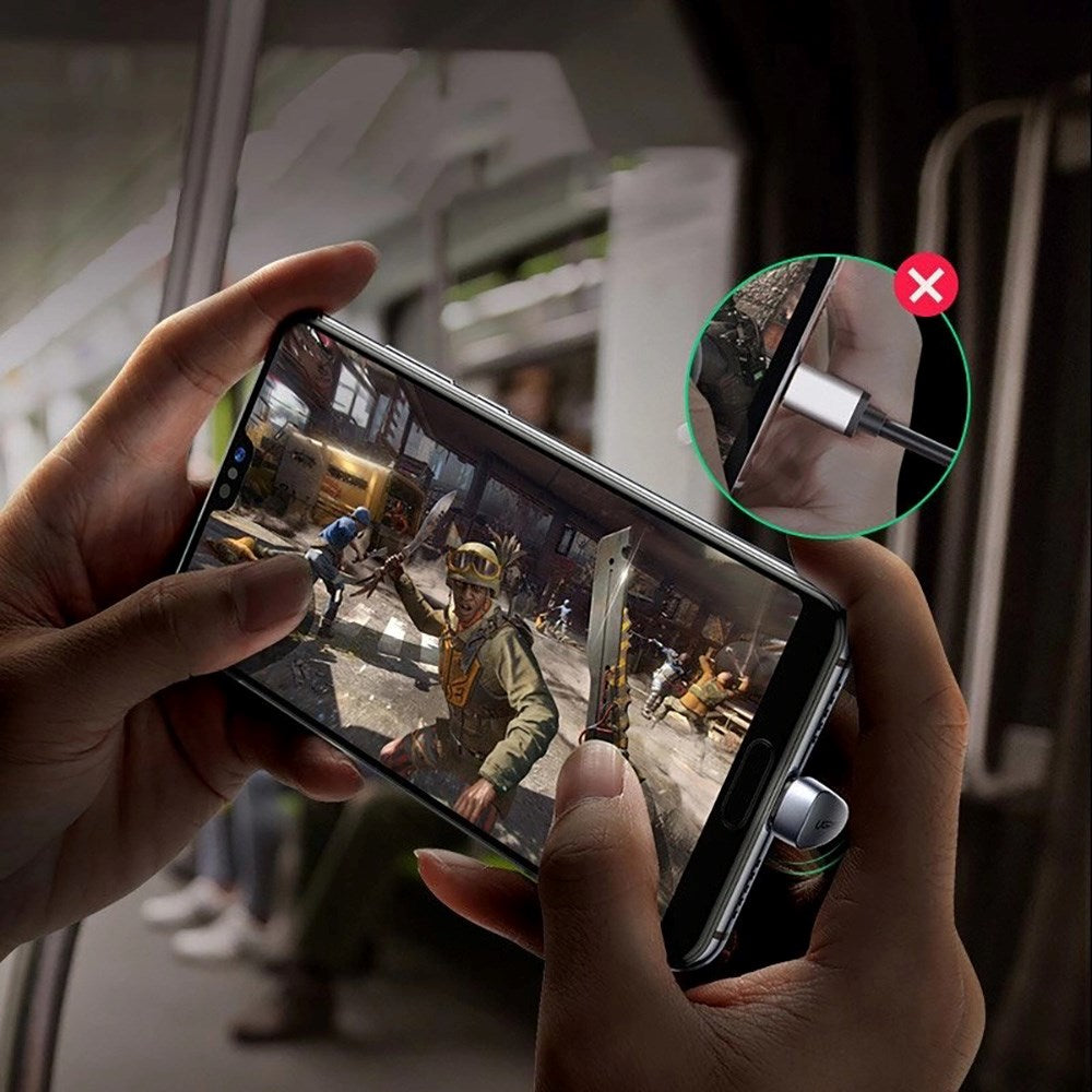 Ugreen 18W 180° Vinklet USB-A til USB-C Kabel - 2 Meter - Sort